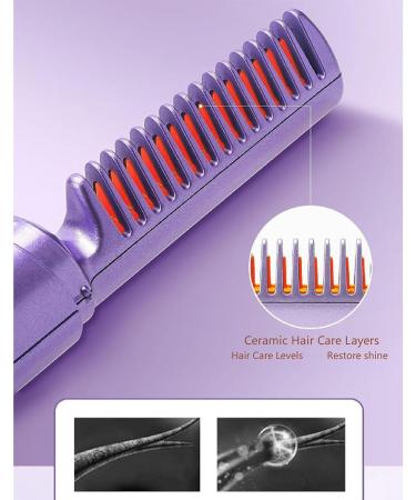 Rechargeable Mini Hair Straightener | 2023 Portable 2-in-1 Cordless Curler & Straightener | Adjustable Temperature Flat Iron Brush (Purple - Buy Online on GoSupps.com