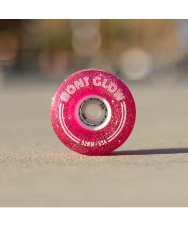 Bont Glow Light Up LED Quad Roller Skate Wheels - Love Letter Pink - 62x35mm 83A - Pack of 4 - Buy Online on GoSupps.com