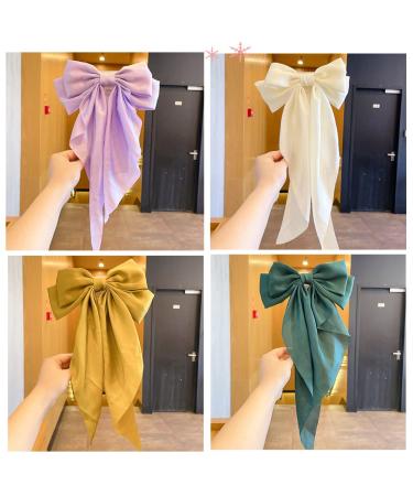 Satin Hair Bow Clips Set - 6pcs Silky Barrettes for Women and Girls - Buy Online on GoSupps.com