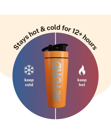 Beyond Fitness Premium Stainless Steel Protein Mixer Shaker Bottle - Insulated & BPA-Free (Orange) - Buy Online on GoSupps.com