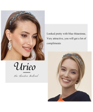 Urieo Blue Rhinestone Headband - Crystal Hair Accessory for Women | Vintage Bling Diamond Hairband for Parties - Buy Online on GoSupps.com