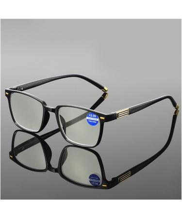 High-Resolution Anti-Blue Light Resin Reading Glasses for Men & Women - Retro Square Frame Silver Eded Black Size 3.50 - Buy Online on GoSupps.com