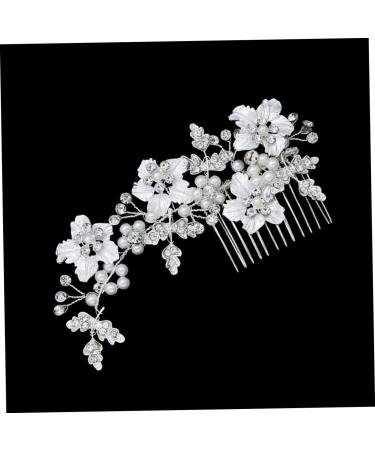 Angoily Tiara Wedding Hair Comb Wedding Headpiece Flower Leaf Hair Comb Pearl Diamond Hair Comb Bridal Headdress Bridal Hair Comb Mosaic Alloy Bride - Buy Online on GoSupps.com