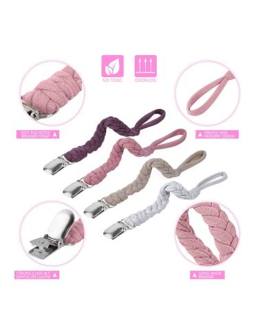 Pacifier Clip Set - Hand-Made Braided 4 pack Purple Soothie Holder Leash for Boys and Girls - Buy Online on GoSupps.com