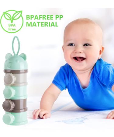 Vicloon Baby Milk Powder Dispenser - Portable 4-Layer Twist-Lock Container for Kids - Stackable Snack Storage - Green/Grey - Buy Online on GoSupps.com