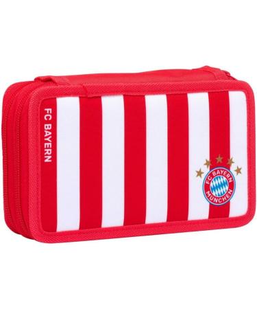 FC Bayern Munich Double Case - Stripes - Red-White Filled Pencil Case with Bookmark | Shop FCB Merchandise - Buy Online on GoSupps.com