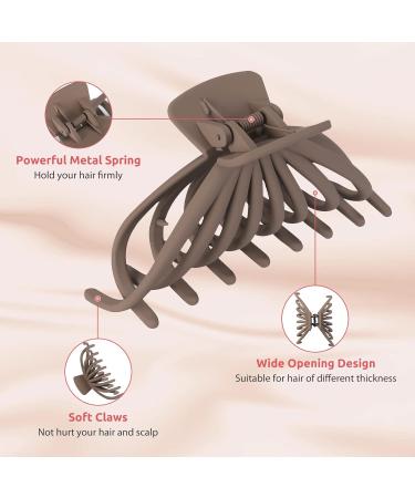 6 Pack Extra Large Hair Clips Claw Clips for Women - Lolalet Matte Acrylic Jaw Clips in Oyster White Light Brown Grey - Strong Hold for Thick & Thin Hair - Buy Online on GoSupps.com