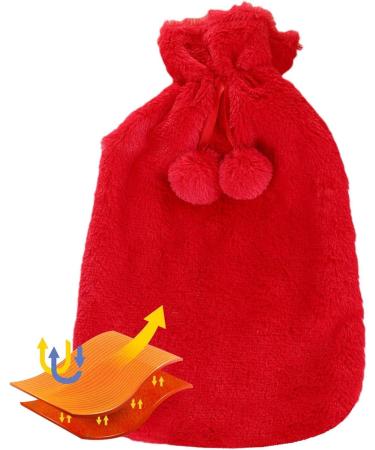 Voiakiu 2L Heat Bottle Covers - Ultra-High Plush Fur - Winter Warmer for Women & Children - Red | International Shipping Available - Buy Online on GoSupps.com