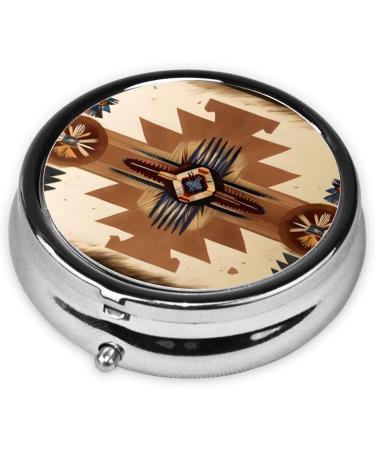 Buy Native American Portable Metal Pill Box - Round Mini 3-Compartment Travel Essential - Buy Online on GoSupps.com