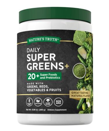 Nature's Truth Super Greens Superfood Powder Supplement | Fruit & Vegetables Blend | Juice & Smoothie Mix | 9.88 oz | Vegan Non-GMO & Gluten Free