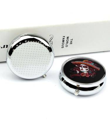 Day of The Dead Skull Women Pill Box | 3 Compartment Medicine Organizer | Unique Gift for Her - Buy Online on GoSupps.com