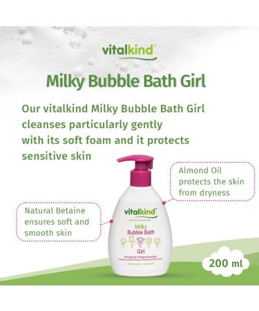 Milky Bubble Bath GIRL - soin naturel premium pour enfants. Cosm tiques naturels premium pour les filles par vitalkind. Bain moussant doux pour la peau sensible des enfants. - Buy Online on GoSupps.com
