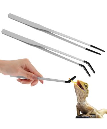 Lased 2 pieces of stainless steel reptile feed pliers with rubber tips aquarium tweezers straight and curved long tweezers terrarium tools long handle feed tool for snake fish pool (25.4 10 inch 10.5 inch - Buy Online on GoSupps.com