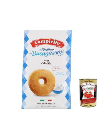 Italian Gourmet E.R. Campiello i Biscotti del Buongiorno Frollini alla panna cream shortbread cookies with cream 350g cookies 100% Italian cookies + gourmet Italian pulp 400g