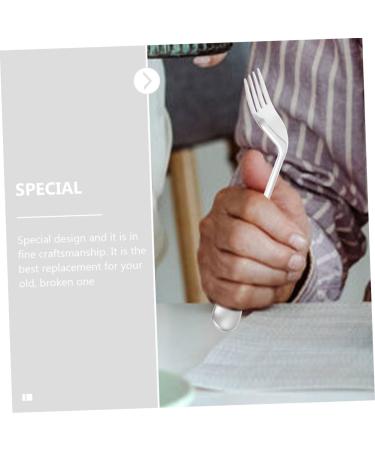 Buy 1 Set Ergonomic Elbow Fork & Spoon - Self Feeding Cutlery for Adults & Kids - Adaptive Stainless Steel Utensils - Buy Online on GoSupps.com