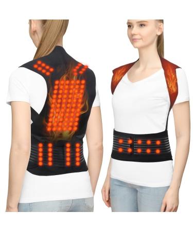 Self-heating Vest Magnetic Therapy Full Back Support Belt Shoulder Back And Neck Massager Spine Lumbar Brace Posture Corrector Pain Relief Belt Men Women (Color : Black Size : X-Large) X-Large Black