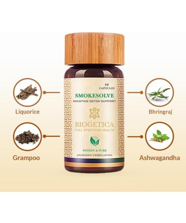 Smokesolve Herbal Lung Detox Supplement - 100% Vegan Respiratory Health with Yashtimadhu & Ashwagandha - Vegetarian Non-GMO - 80 Capsules - Buy Online on GoSupps.com