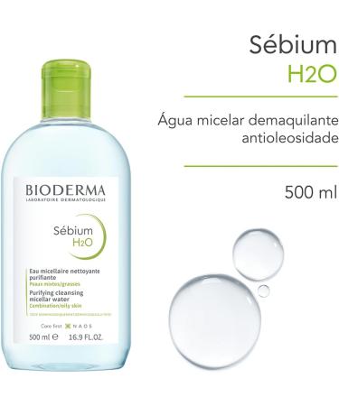 Bioderma S bium H2O Micellar Water - Purifying Cleanser to Remove Make Up Impurities & Pollution for Acne Prone Oily & Combination Skin - Prevent Blemishes 500ml Unscented 500 ml (Pack of 1) - Buy Online on GoSupps.com