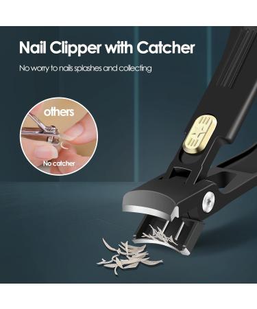 DUAIU Self-Locking Nail Clippers for Thick Nails - Ergonomic Toenail Clippers with Catcher for Seniors - Manicure Pedicure Gift for Men and Women - Buy Online on GoSupps.com