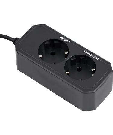 Temperature & Moisture Controller Outlet | Plug-in Thermostat for Reptiles & Greenhouses - Two-Stage Pre-Wired Electronic Black - Buy Online on GoSupps.com