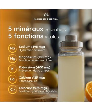  lectrolyte sans sucre 45 jours d' hydratation. Boisson 5 lectrolytes chloride potassium sodium calcium magn sium. Bio en rgetique sportif. N2 Natural Nutrition - Buy Online on GoSupps.com
