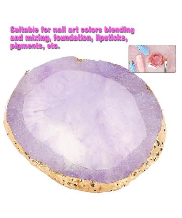 Natural Resin Stone Nail Palettes with Gold Edge - Purple DIY Nail Art & Makeup Tool - Buy Online on GoSupps.com