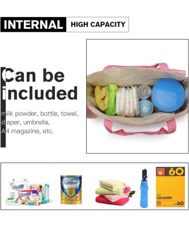 Shop KMRLOFIY 5 Set Baby Diaper Bag - Stylish Travel Handbag with Bottle Holder & Changing Pad | Pink Baby Bags for Moms - Buy Online on GoSupps.com