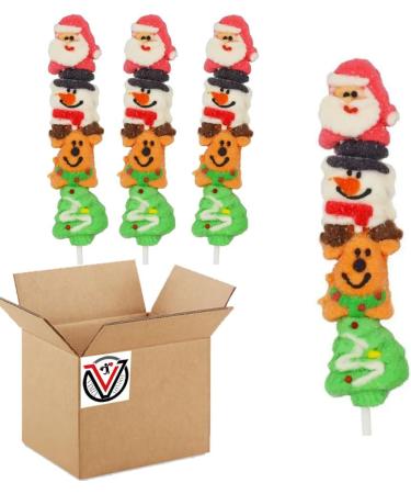 Candy Realms Christmas Mallow Skewers 06 x 45g | Christmas mallow skewer Strawberry flavour marshmallow lollipop VIMIX - Buy Online on GoSupps.com