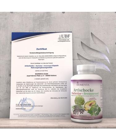 Biomenta Artichoke + Juniper + Nettle - High-Dose 180 Vegan Capsules | 1500 mg Artichoke Extract with Cynarin - Premium Quality - Buy Online on GoSupps.com