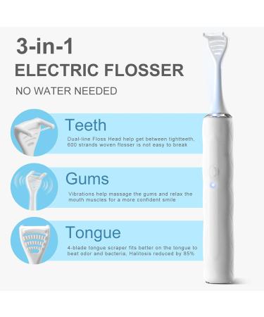 Electric Flosser for Teeth | 4 Speeds 50 Heads Gum Stimulator & Tongue Cleaner | Best Dental Tool for Adults & Kids - Shop Internationally - Buy Online on GoSupps.com