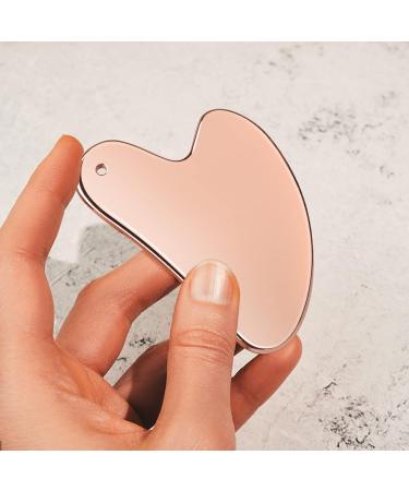 Stainless Steel Gua Sha Tool for Face & Body - Rose Gold Facial Massage Tool | Tighten Skin & Enhance Beauty | Includes Travel Pouch - Buy Online on GoSupps.com