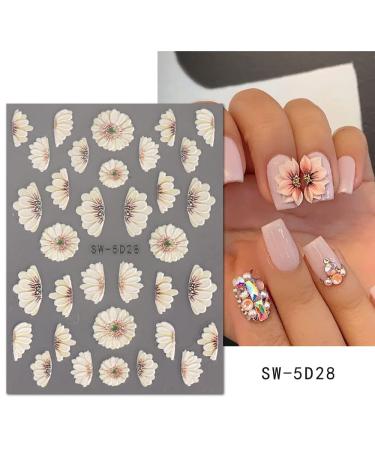 5D Spring Cherry Blossom Nail Art Stickers - 3D Embossed Decals for Women's Nail Design (4 Sheets) - Buy Online on GoSupps.com