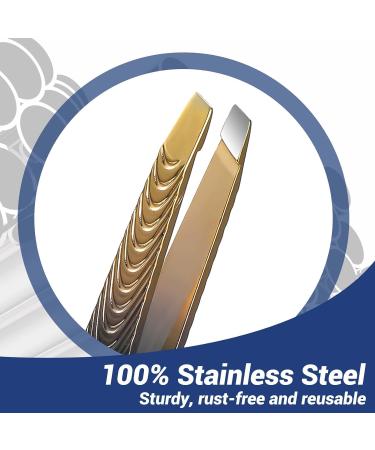 Andibro Eyebrow Hair Removal Tweezers Stainless Steel Precision Eyebrow Pluckers Non-Slip Handles No Gaps Professional Flat Tip for Ingrown Facial Hair Lashes Home Men Women Beauty Salon(slanted tip) - Buy Online on GoSupps.com