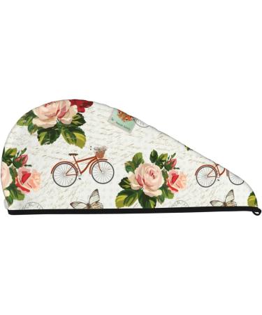 Vintage Bike Butterfly Microfiber Hair Towel - Soft Super Absorbent Coral Velvet Wrap for Long Curly & Thick Hair - Buy Online on GoSupps.com