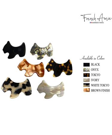French Amie Scottish Puppy White Tokyo Small Celluloid Hair Clip Barrette - Handmade for Women and Girls | Made in France - Buy Online on GoSupps.com