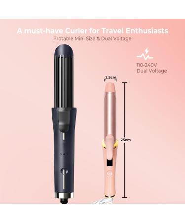 Buy Ukliss 25mm Mini Travel Curling Iron 2 in 1 - Short Hair LCD Display 5 Temp Settings Dual Voltage (Pink) | International Shipping Available - Buy Online on GoSupps.com