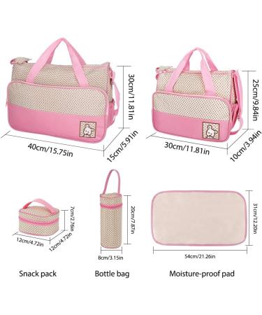 Halovie Pink Diaper Backpack - 5-Part Adjustable Multifunctional Travel Bag with Large Capacity & Baby Bottle Space - Buy Online on GoSupps.com