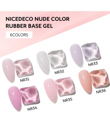 Nicedeco Rubber Base Set - 8ml | 6 HEMA-Free Colors | Soak Off Gel Nails - International Shipping Available - Buy Online on GoSupps.com
