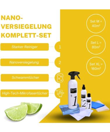 Professional Bathroom Sealing Set - Nano Sealing & Cleaner for Lime Protection - Lotus Effect XL Size (160m ) - Microfiber Cloth Included - Buy Online on GoSupps.com