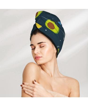 Avocado in Space Microfiber Hair Towel - Super Absorbent Coral Velvet Wrap for Long Curly & Thick Hair - Buy Online on GoSupps.com