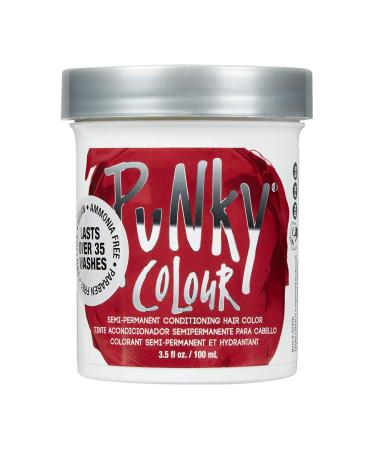 Punky Vermillion Red Semi Permanent Conditioning Hair Color  Vegan  PPD and Paraben Free  lasts up to 25 washes  3.5oz Vermillion Red 3.5 Fl Oz (Pack of 1)