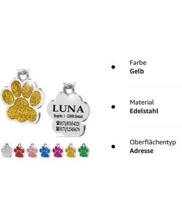 Personalized Paw Pendant for Dogs & Cats | Ibera Gifts - Custom Engraved Dog Collar & Cat Necklace in Gold Yellow - Buy Online on GoSupps.com