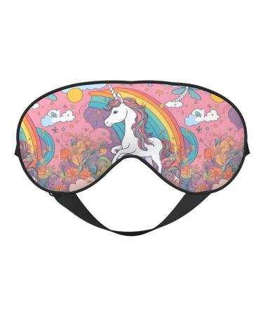 Pretty Flowers and Unicorns Unisex Elastic Adjustable Buckle Design Blackout Sleep Eye Mask for Home Travel Yoga Office Nap