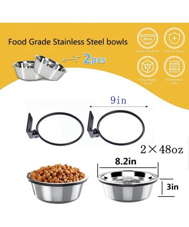 Elevated Dog Bowls 2*48 Oz - Wall Mounted Raised Stand for Medium Large Dogs - Adjustable Height Metal Pet Bowls - Stable & Comfortable Feeding - Collapsible Design - Buy Online on GoSupps.com