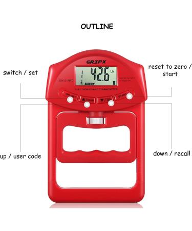 GRIPX Digital Hand Dynamometer - Grip Strength Measuring Device 198 lbs | Automatic Electronic Detection - Buy Online on GoSupps.com