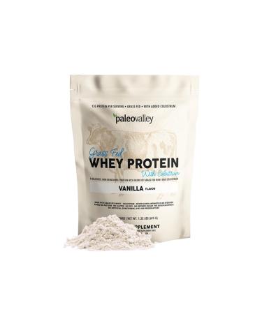 Paleovalley 100% Grassfed Whey Protein Powder with Colostrum 30 Serving 13g Protein Vanilla Muscle Building Immune Support Gut Health