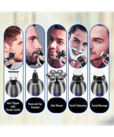 5 in 1 7D Rechargeable Head Shaver Kit for Bald Men - USB LED Electric Razor & Facial Trimmer - Buy Online on GoSupps.com