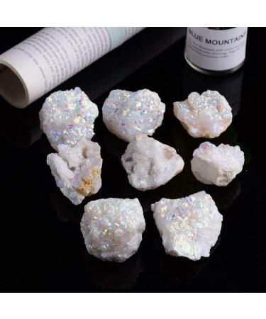 Natural White Angel Aura Quartz Electroplating White Crystal Cluster Colorful Point Geode Crystals Decor 30g Home Goods (Size : 50g) - Buy Online on GoSupps.com