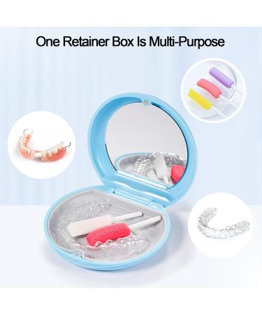 Orthodontic Box Retainer Case Aligner Case Denture Boxes Denture Storage Container Orthodontic Round Retainer Box (Blue+Mirror) - Buy Online on GoSupps.com