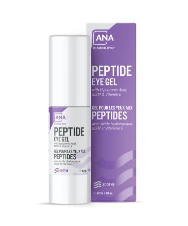 All Natural Advice Peptide Eye Gel Dark Circles Under Eye Treatment & Eye Puffiness Reducer with Plant Stem Cells Hyaluronic Acid Organic Aloe & Vitamin E (30 ml / 1 fl.oz)